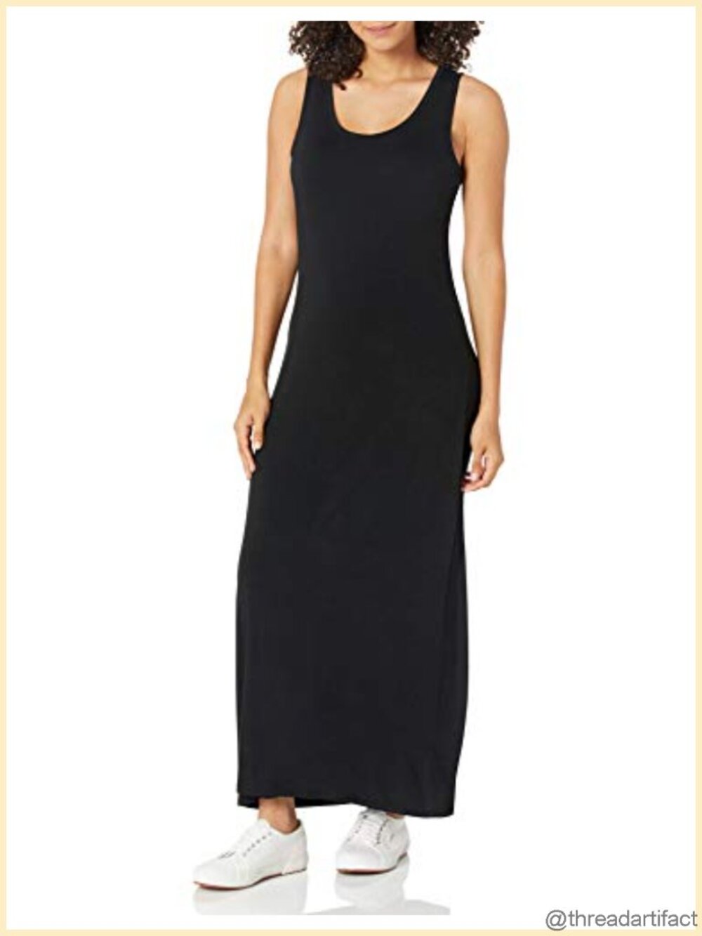 Women's Scoop Neck Tank Maxi Dress Rayon Stretch Jersey Sleeveless